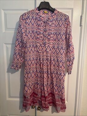 Roberta Roller Rabbit Purple & Red Ikat-Style Long Sleeve Dress